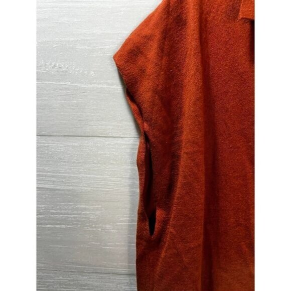 Banana Republic Burnt Orange Short Sleeve Collared V-Neck Forever Sweater - Picture 5 of 6